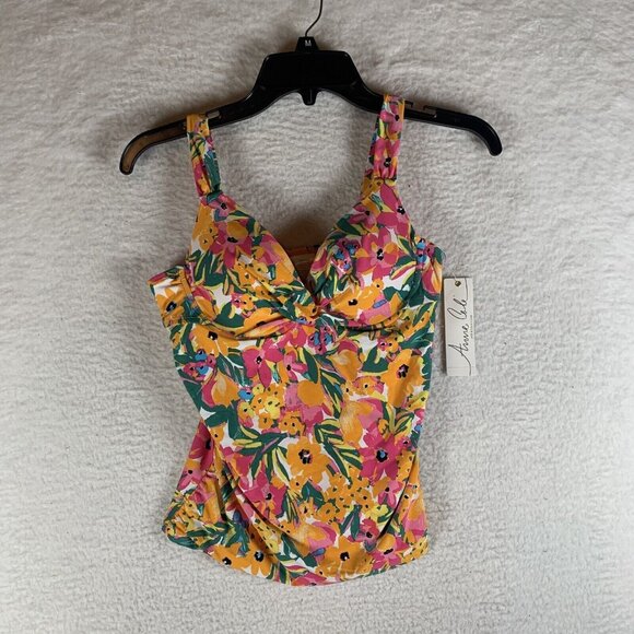 Anne Cole Tankini Bikini Top Women's 32C/34B Multi Floral Stretch Padded‎ S9887 - Picture 1 of 7
